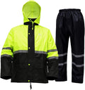 Rain Suit, High Visibility Reflective Safety Jacket, Lightweight Rain Gear, Waterproof Rain Jacket with Pants
