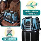 PetAmi Airline Approved Pet Carrier for Cats & Small Dogs, Soft Sided TSA Travel Carrier Bag with Sherpa Bed, Breathable Mesh Ventilation, Collapsible Bowl, Fits Under Seat, Up to 18 lbs, Large Blue