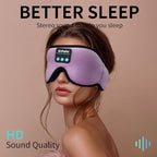 Sleep Mask Bluetooth Headphones Soft Wireless Headband Eye Mask Blackout with Microphone (Purple)