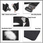 Tactical Style Travel Money Belts - Hidden Pocket Concealed Zipper Nylon Belt for Man Waist Below 42 Inches Included EDC Paracord Keychain 2 Items in Pack - Black