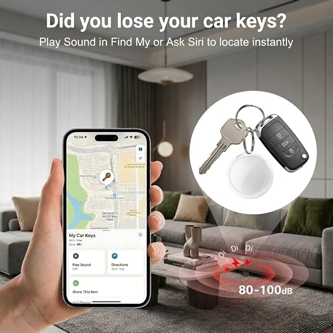 GPS Tracker for Vehicles Hidden Magnetic Case Car Tracker Device Works with Apple Find My (iOS Only) Waterproof Worldwide Real-Time Tracking for Cars No Subscription No Monthly Fee Replaceable Battery