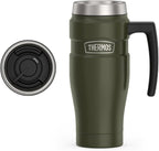 THERMOS Stainless King Vacuum-Insulated Travel Mug with Handle - 16oz, Army Green - Thermos Tumbler for Hot & Cold Drinks - Leak-Proof & Sweat-Proof Stainless Steel Coffee Mug with Lid for Commuting