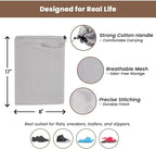 LFH Cotton Rich Shoe Storage Bags with Drawstring, Dustproof Breathable Reusable Organizer, Perfect For Travel, Dorm, Hotel, College, Gym, Easy to Carry, Machine Washable 8"x17" (Pack of 2) - Grey