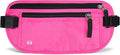 FuninCrea Waterproof Hidden Money Belt for Travel, Anti-Theft Belt Bag with RFID Blocking Function Adjustable Slim Waist Bag with 2 Zipper Pockets & 1 Back Pocket for Travel Running (B, Hot Pink)