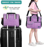 PetAmi Dog Travel Bag, Travel Pet Bag Organizer, Dog Food Travel Bag with Container Collapsible Bowls, Pet Travel Supplies Gift Accessories for Weekend Camping, Puppy Cat Diaper Bag, Purple Medium