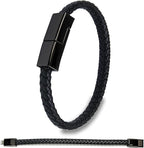 SEANADO Leather Bracelet Charger USB Charging Cable Braided Cords USB Portable Travel Charger for Mens Womens Compatible with iPhone 14/13/12/11 pro XS MAX (for iPhone, L(8'85''))