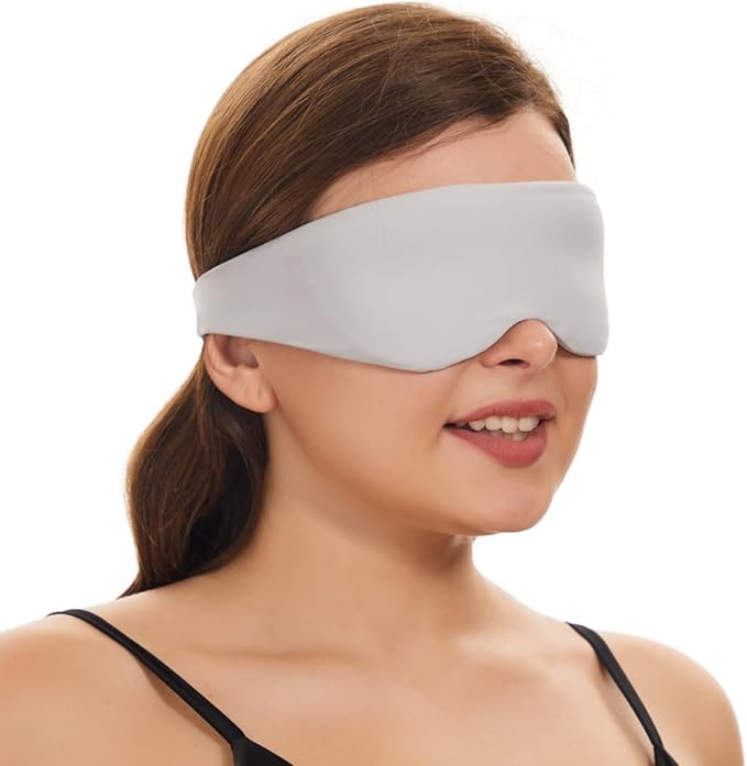 ALASKA BEAR Sleep Mask for Side Sleepers Patented Design, Cup-Shaped and Extra-Soft, 100 Blackout Eye Mask Shades Cover for Men and Women Home or Travel, Machine Washable, Pale Grey