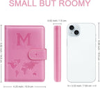 Passport Holder Cover Initail Letter A-Z Travel Wallet Embossed Design RFID Blocking Card Holder Personalized Gift Passport Cover Wallet, Passport Book Holders for Women and Girls, Pink-M