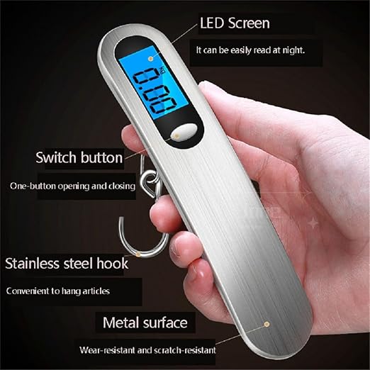 Luggage Scale, 50kg/110lb Portable Mini Suitcase Scale Household Digital Display Scale Applied Aircraft Luggage Outdoor Scale Weighing Balance