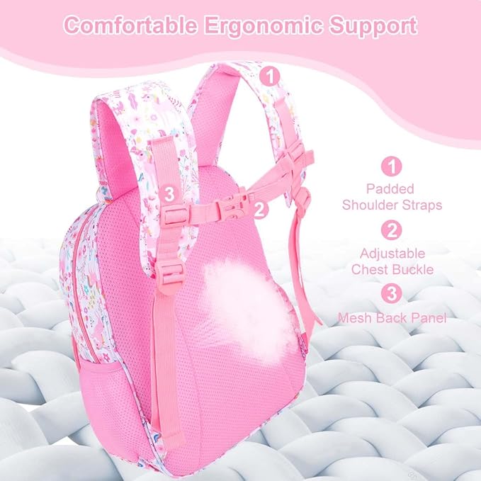RHCPFOVR Kids Backpack for Girls - Girls Backpack 3-8 Ages Unicorn for Kids 15 Inch School Bookbag for Kindergarten Elementary School Bookbag for Girl 1st 2nd Grade