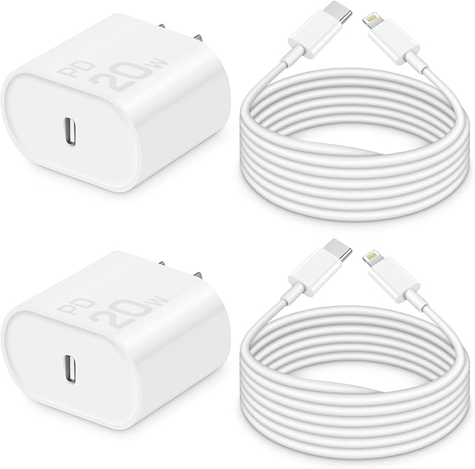 CXX 10FT Charger for iPhone 20W Fast Charging [MFi Certified, 2-Pack] USB-C PD Block & Extra Long Cable Compatible with iPhone 14/13/12/11/Pro/Plus/Max/Mini/SE, iPad & More