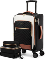 LOVEVOOK Carry On Luggage 22x14x9 Airline Approved,20 Inch Carry-on Suitcase for Women,Softside Suitcases with Wheels,Rolling Checked Luggage with TSA Lock,Lightweight Travel