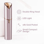 tuokiy Women Facial Hair Removal Device Battery Operated with 2 Replacement Heads,Ladies Face Shaver for Peach Fuzz Upper Lip,Chin, Facial Hair Removal for Women, Rose Gold