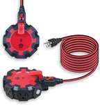 OSKOS 6-Grounded-Outlet Power Hub with Swivel Safety Cover (UL Certified), Outdoor Use, Resettable 15A Circuit Breaker, 25FT Extension Cord with Locking Outlet (ETL Listed). Combo Pack.