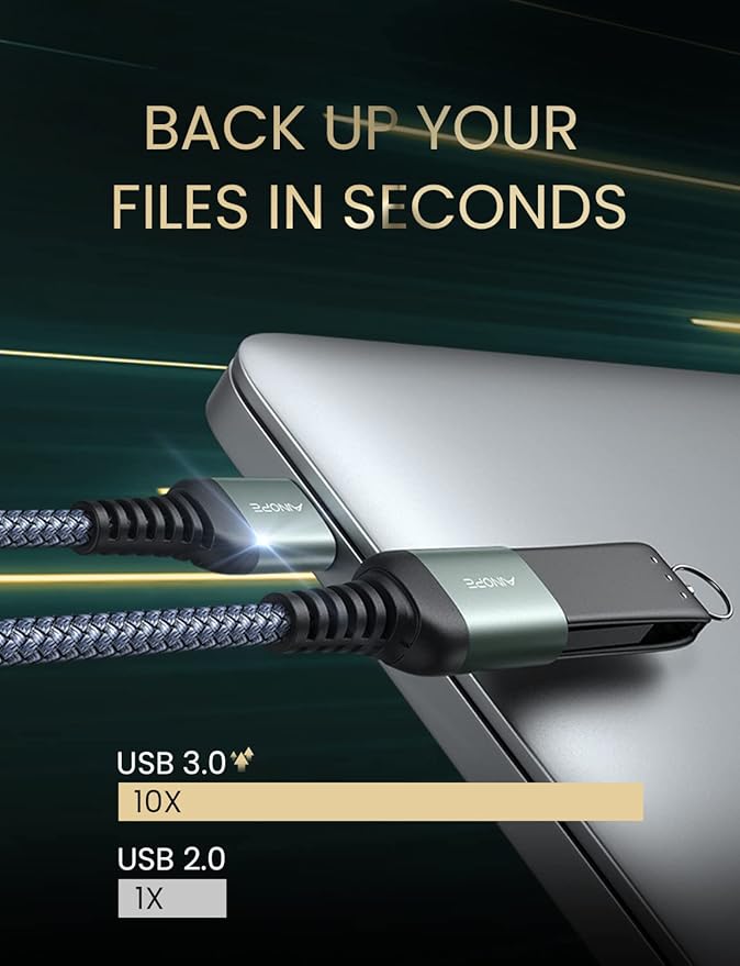 AINOPE USB Extension Cable,USB Extender,USB 3.0 Extension Cable, Male to Female Cord High Data Transfer Compatible with Webcam,Keyboard,Flash Drive,Hard Drive,Printer,16FT,Grey