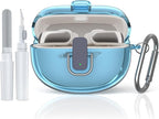 [Secure Lock] for Bose Ultra Open Earbuds Case(2024), TUDIOW Clear TPU Shockproof Protective Cover for Bose Open Ear Wireless Earbuds Accessories with Cleaning Kit& Keychain (Clear Blue)