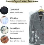 10Pcs Transparent Plastic Garment Covers 35.4inch Hanging Clothes Dust-Proof Protector Bags Suitable for Home Storage Clothing Stores & Dry Cleaning Laundrette.