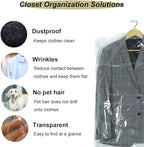 50 Pack 35.4inch Plastic Clear Dry Cleaning Hanging Lightweight Garment Clothes Cover Protector Bags for Closet Clothes Storage.