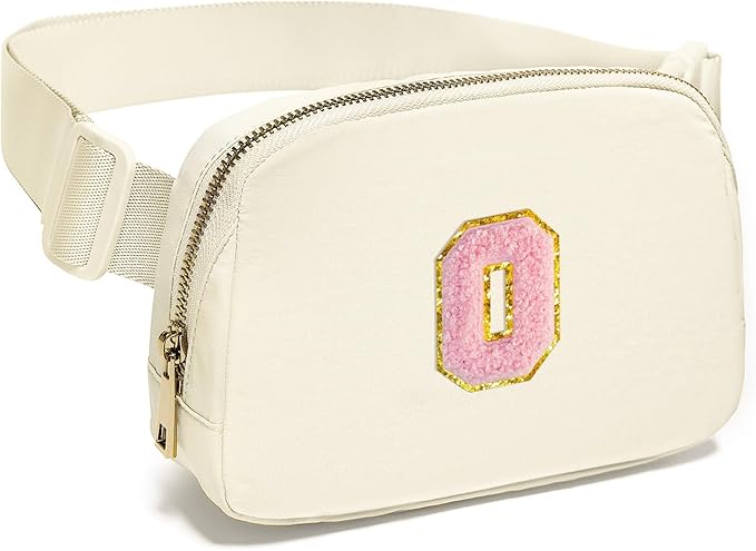 Gitus Personalized Gifts Birthday Gifts for Girls Fanny Pack Cross Body Bags with Initial Letter Preppy Stuff Gifts for Her Girlfriend Wife Sister Friends Mom (Ivory-O)