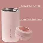 HydroJug Standard Can Cooler - 2-in-1 Insulated Can Cooler Cup - Stainless Steel Can Holder with Non-Slip Rubber Base - Screw-Top Lid - Dishwasher Safe - 16oz, Dusty Rose