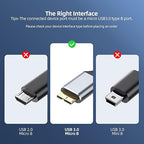External Hard Drive Cable 1.5ft 2Pack, USB 3.0 Micro B Cord 5 Gbps Data Sync Micro B to USB A Wire Replacement for Seagate Toshiba WD Western Digital Hard Drive Xbox Game Drive Brother Scanner