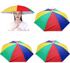 3 Pack Umbrella Hat, Sports Head Umbrella Hats for Adult Women, 26" Diameter Folding Waterproof Rainbow Fishing Headwear for Outdoor Party Beach Hiking