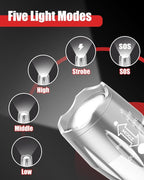 Victoper LED Flashlight 2 Pack Silver, Bright High Lumens Tactical Flashlights High Lumens with 5 Modes, Waterproof Zoomable Flash Light for Outdoor, Gifts for Hiking Camping Essentials Gear