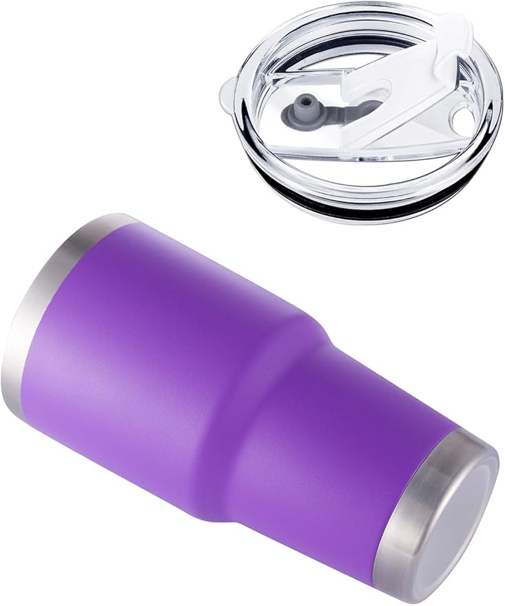 D·S 30oz Purple Tumbler Stainless Steel Double Wall Vacuum Insulated Mug with Straw and Lid, Cleaning Brush for Cold and Hot Beverages (30oz Purple)…