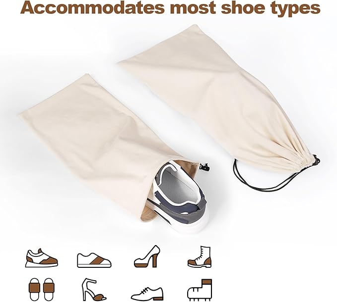 10 Pcs Single Shoe Bags for Travel,18"X9"shoe travel bag for Packing Dustproof Shoe Bag storage Sneaker Travel Bags Washable & Reusable dust bags for Boots Handbags Shoes & Toys