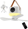 Portable Camping Fan with Lights,LED Hanging Ceiling Fan With Remote&Timer, 9.25" Wireless Rechargeable Tent Fan,4 Speeds&Brightness for Canopy, Beach, RV, Car, Camper,Outdoor,Indoor