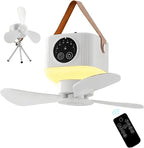 Portable Camping Fan with Lights,LED Hanging Ceiling Fan With Remote&Timer, 9.25" Wireless Rechargeable Tent Fan,4 Speeds&Brightness for Canopy, Beach, RV, Car, Camper,Outdoor,Indoor