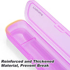 Travel Utensils with Case, 4-Piece Stainless Steel Portable Cutlery Set, Reinforced Case with Buckle Design, Lunch Box for Camping Work School, Include Fork Spoon Knife, Dishwasher Safe, Rainbow