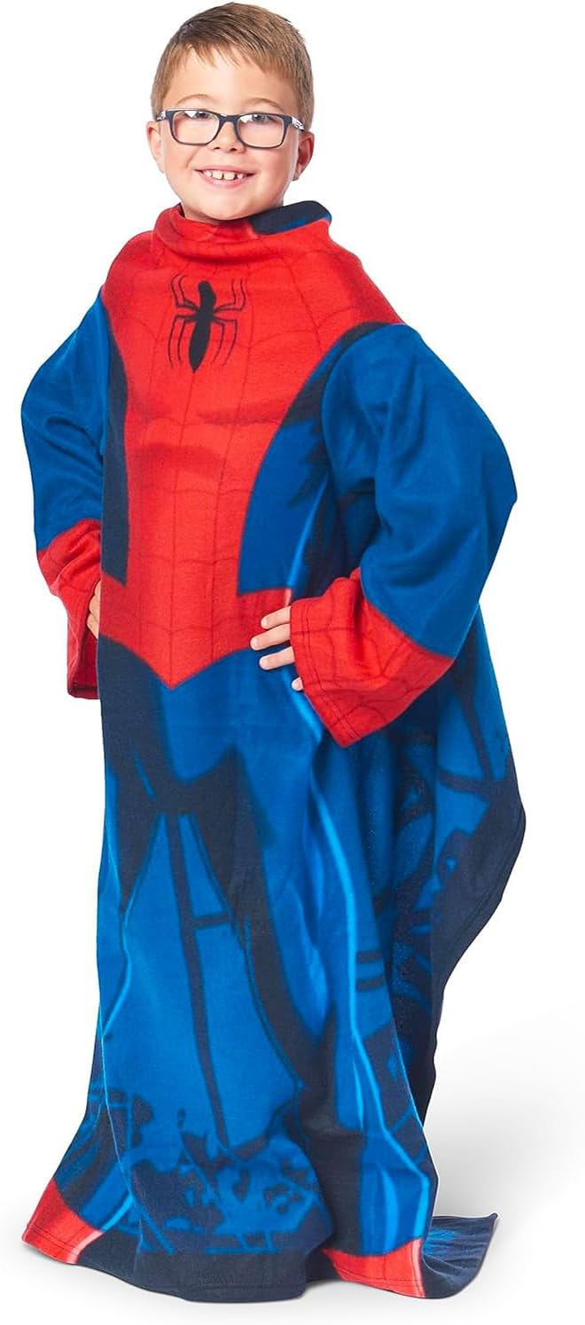 Spider-Man Spiderman Travel Blanket and Pillow Set - Bundle Wearable Blanket with Arms, Cloud Pillow, Stickers, More | Spiderman Travel Accessories for Kids, Boys