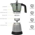 LAOION 6 Cup Manual Espresso Maker, Small Espresso Machines for Home, Cuban Coffee Maker with Detachable Base & Overheat Protection,Cafeteras Electricas Modernas Moka Pot, Greca Electrica De Cafe Gift