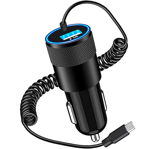 [Apple MFi Certified] iPhone 17 Car Charger Fast Charging, Braveridge 4.8A USB Power Cigarette Lighter USB-C Car Charge + 6FT Type-C Coiled Cord for iPhone 17/17 Pro Max/16 Pro/15/Galaxy S26/S25/Pixel