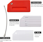 7 Pack Silicone Luggage Tag Baggage Handbag Travel Suitcase Tags with Name ID Card Perfect to Quickly Spot Luggage Suitcase (Red