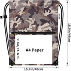 draw string back bag, Large Gym Sports string backpack for men and women with front zipper pocket and inside zipper pocket to keep key or phone (brown camo)