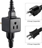 3 Outlet Wall Adapter UL Listed 3 Outlet Power Cube Tap, 3-Prong Outlet Splitter, Multi Plug Outlet Grounded Indoor, 3 Way Plug Adapter, Outlet Extender for Home or Travel (Black, 1 Pack)