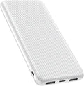 Power Bank 10000mAh Portable Charger, Slimmer Battery Pack 5V/3A with USB C Input & Output, Travel Essentials Powerbank Compatible for iPhone, Galaxy, LG, Sony, Pixels, Tablets and More (White)