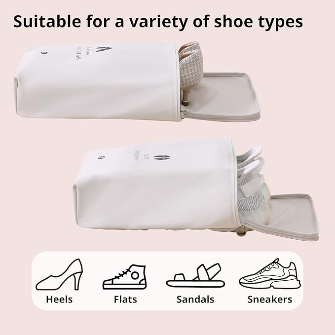 tianzong Shoe Bags for Travel, Waterproof Shoe Storage Organizer with Zipper for Men and Women (2 Pack, Grey)