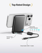 INIU Magnetic Portable Charger, Ultra Slim Qi2 Certified 10000mAh 45W Fast Charging Power Bank, Wireless Battery Pack with Foldable Stand, Phone Charger Only for iPhone 16/15/14/13/12 Series, Blue