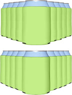 PartyPrints 25 Pack Lime Green Blank Can Cooler Sleeves, Customizable Bulk Insulated Foam for Beer, Collapsible Plain Drink Holder, Cold Soda Insulator, 12oz Regular, 16oz Tall Cans
