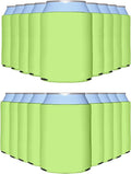 PartyPrints 100 Pack Lime Green Blank Can Cooler Sleeves, Customizable Bulk Insulated Foam for Beer, Collapsible Plain Drink Holder, Cold Soda Insulator, 12oz Regular, 16oz Tall Cans