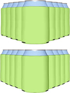 PartyPrints 100 Pack Lime Green Blank Can Cooler Sleeves, Customizable Bulk Insulated Foam for Beer, Collapsible Plain Drink Holder, Cold Soda Insulator, 12oz Regular, 16oz Tall Cans
