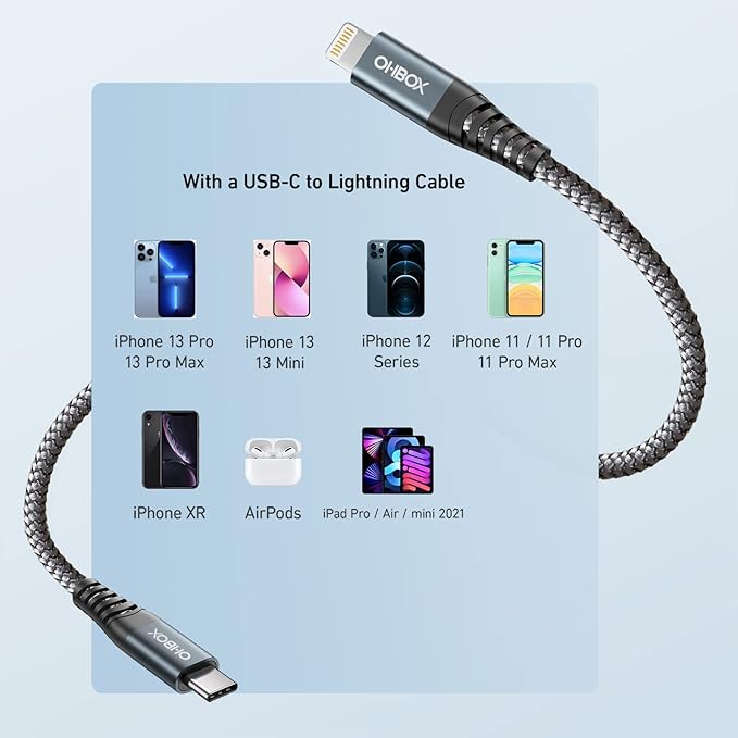 ohbox Long USB C to Lightning Cable 10FT 3Pack iPhone Charger Fast Charging Cord Type C to Lightning Cable for iPhone 14 13 12 11 Pro Max XR XS 8 Plus iPad