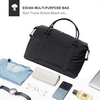 ESVAN Travel Tote Duffel Gym Bag,Weekender Overnight Carry-on Tote Crossbody Bag with Wet Pocket and Trolley Sleeve Upgraded