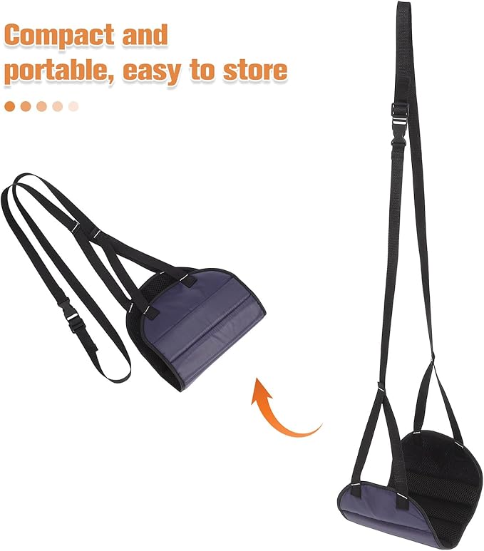 Airplane Foot Hammock Adjustable Travel Footrest Portable Leg Sling for Airplane and Office Under Desk Use Dark Blue Mesh Fabric for Long Flights and Car Trips