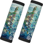 2 Pack Luggage Handle Wrap with Travel Tags - Non-Slip Protective Cover Soft Handle Grips Covers for Suitcase(Turtles Protect Ocean)