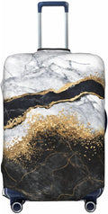 Travel Luggage Cover Suitcase Protector, White Black Gold Marble Abstract Washable Elastic Suitcase Baggage Cover Double-sided with Zipper Closure for Wheeled Suitcase Fits 29-32 Inch Luggage
