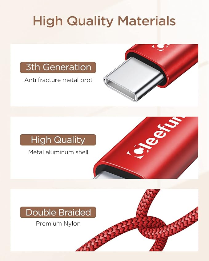 CLEEFUN Short USB C Cable 1ft, 5-Pack USB A to Type C Charger Cord Fast Charging for iPhone 17 16 15 Pro Max Air Plus, for Samsung Galaxy S25 S24 S23 S22 S21 S20 A17 A16 A15 A56 A55 A26 A35 A36 A71